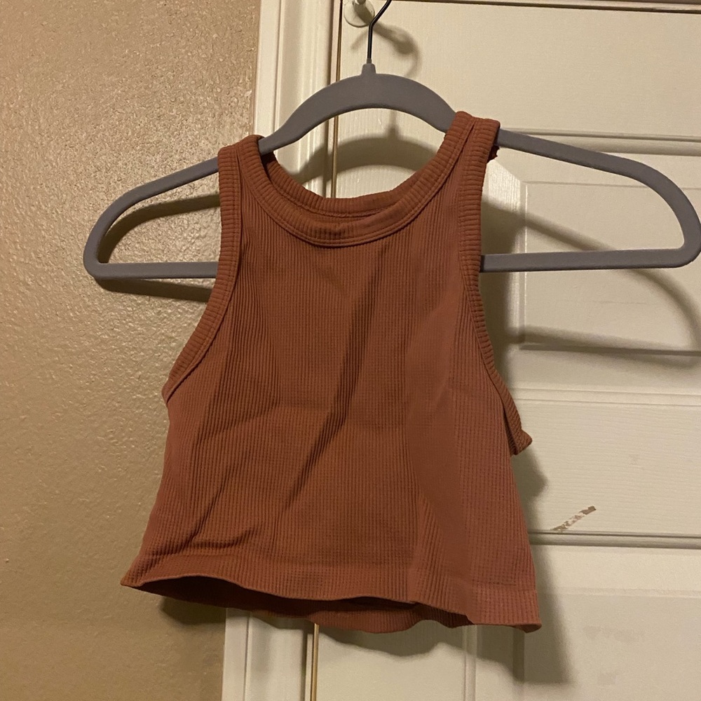 burnt orange cropped halter top
